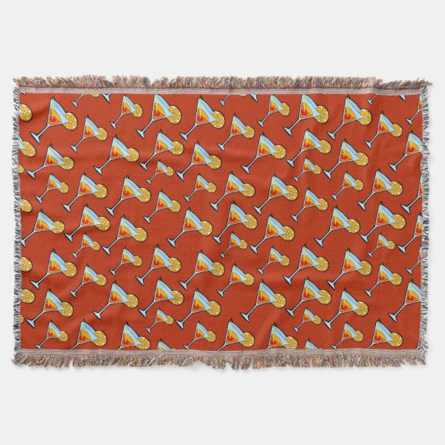 Dark Orange Martini Cocktail Muster Decke (Vorderseite)