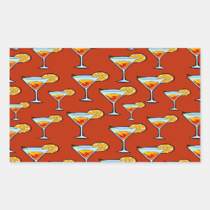 Dark Orange Martini Cocktail Muster Rechteckiger Aufkleber