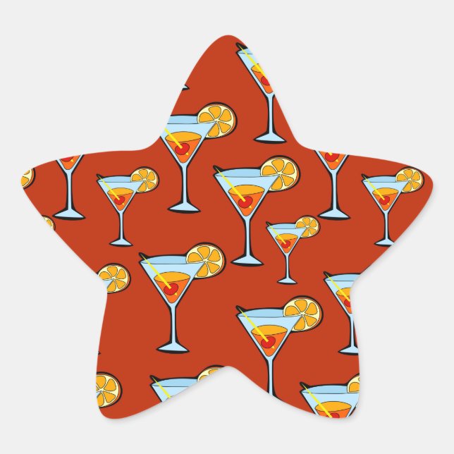 Dark Orange Martini Cocktail Muster Stern-Aufkleber (Vorderseite)