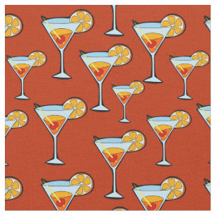 Dark Orange Martini Cocktail Muster Stoff