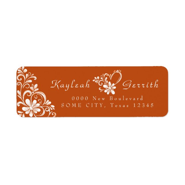 Dark Orange Shabby Chic Return Address Label (Vorne)