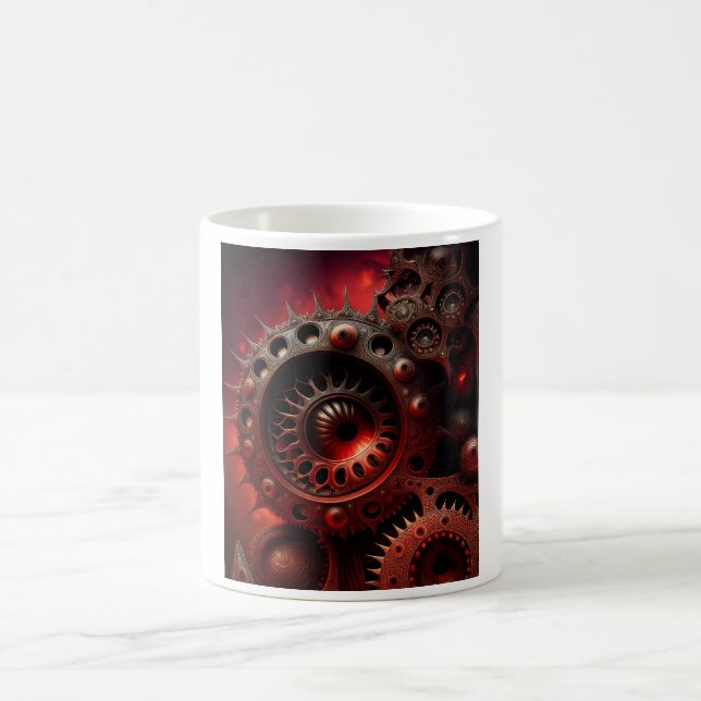 Dark Orange Steampunk Mandelbrot Fractal Kaffeetasse (Mittel)