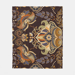 Dark Paisley: Floral Indian Seamless. Fleecedecke