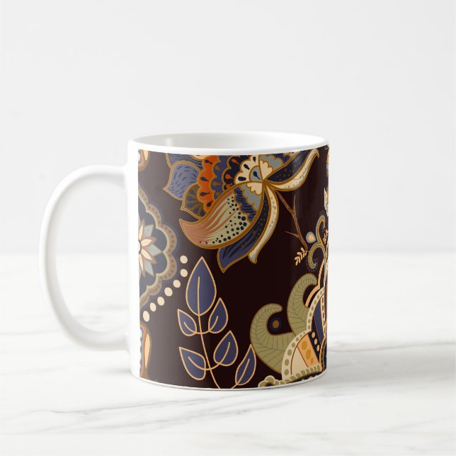 Dark Paisley: Floral Indian Seamless. Kaffeetasse (Links)
