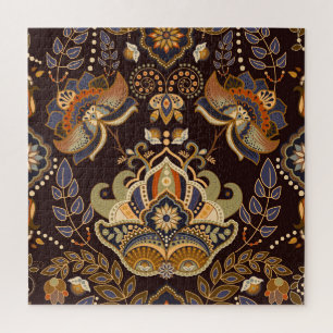 Dark Paisley: Floral Indian Seamless. Puzzle