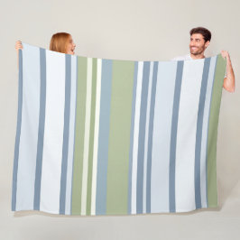 Dark Pastel Blue and Spring Rain Stripes Fleecedecke