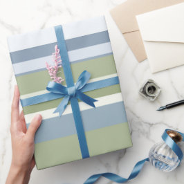 Dark Pastel Blue and Spring Rain Stripes Geschenkpapier