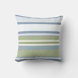 Dark Pastel Blue and Spring Rain Stripes Kissen