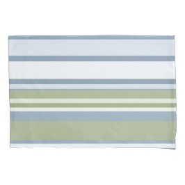 Dark Pastel Blue and Spring Rain Stripes Kissenbezug
