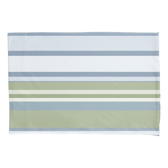 Dark Pastel Blue and Spring Rain Stripes Kissenbezug (Vorderseite)