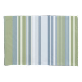 Dark Pastel Blue and Spring Rain Stripes Kissenbezug