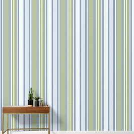 Dark Pastel Blue and Spring Rain Stripes Tapete