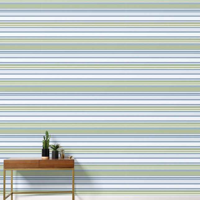 Dark Pastel Blue and Spring Rain Stripes Tapete (Hausflur)