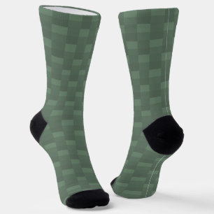 Dark Pastel Green Color Blocks Socken