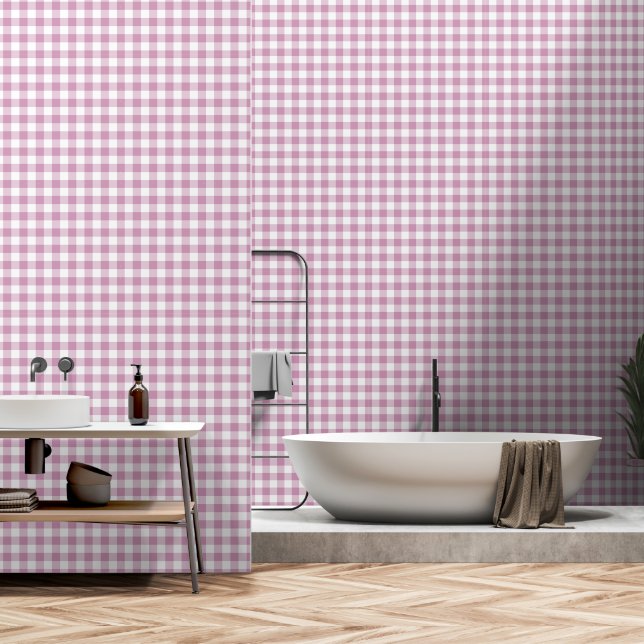 Dark Pastel Pink Check Green Buffalo Plaid Tapete (Badezimmer)