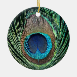 Dark Peacock Feather Keramikornament