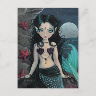 Dark Pearl Mermaid Postcard Postkarte