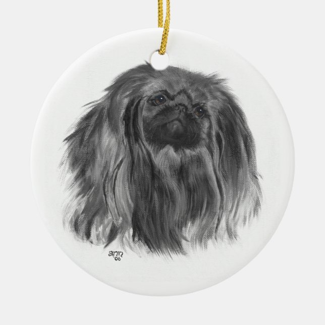 Dark Pekingese Keramikornament (Vorne)