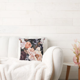 Dark Peonies Floral Pattern Kissen
