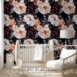Dark Peonies Floral Pattern Tapete