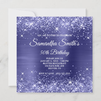 Dark Periwinkle Glitzer und Foil 50. Geburtstag Einladung