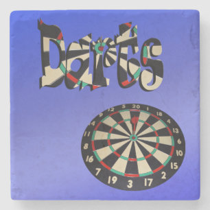 Dark Picture-Logo mit Dartboard, Steinuntersetzer
