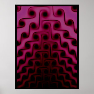 Dark Pink and Black Abstract Pattern Poster