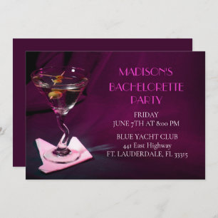 Dark Pink Bachelorette Martini Brautparty Einladung