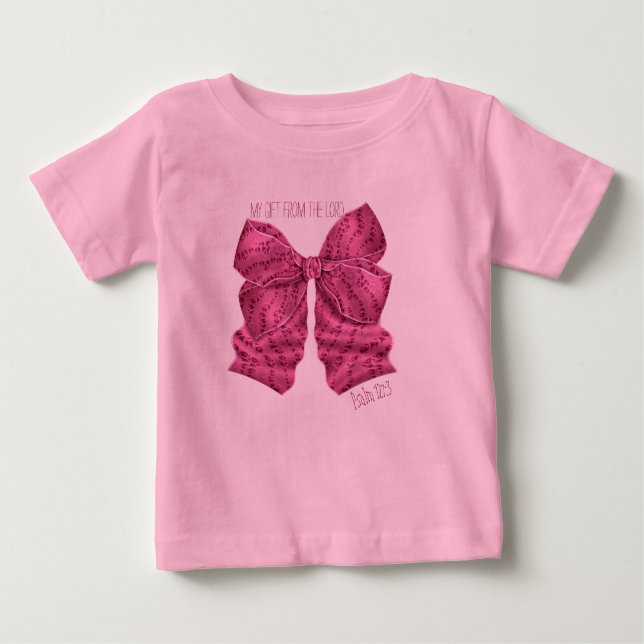 Dark Pink Bow Tutu Bodysuit Baby T-shirt (Vorderseite)