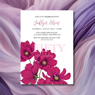 Dark Pink Cosmos floral Fabulous Geburtstag Einladung