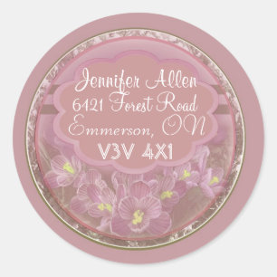 Dark Pink Crocus Labels Runder Aufkleber