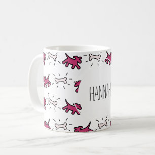 Dark Pink Dog Bone Graffiti Stil personalisierte M Tasse