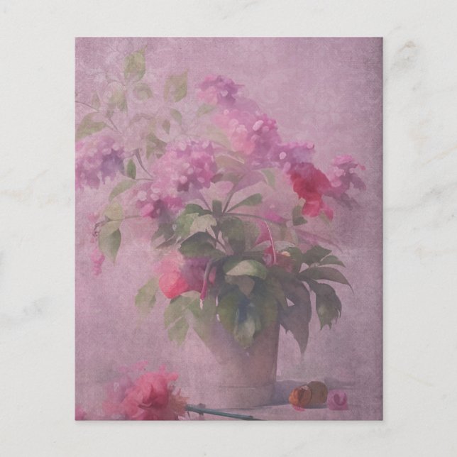 Dark Pink Floral & Damask Scrapbook Paper (Vorderseite)