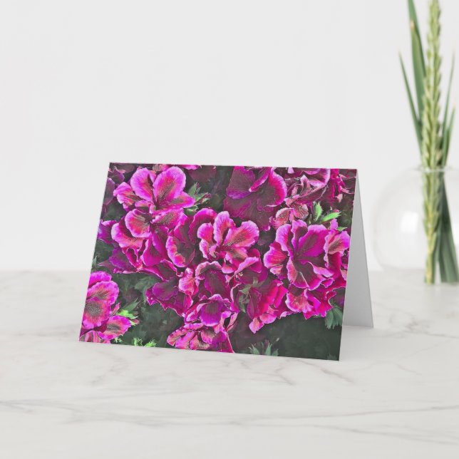 Dark Pink Geraniums Karte (Vorderseite)