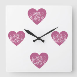 Dark Pink Heart Teen Girl Zimmerdekor Quadratische Wanduhr