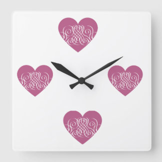 Dark Pink Heart Teen Girl Zimmerdekor Quadratische Wanduhr