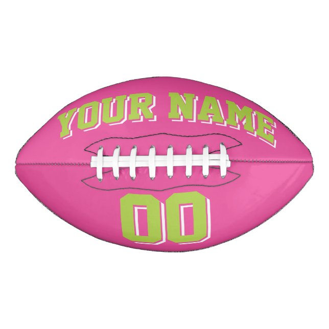 DARK PINK LIME GREEN UND WEISS Custom Football (Vorderseite)