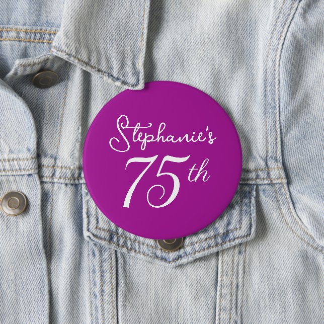 Dark Pink Monogram 75. Geburtstagsparty Button (Beispiel)