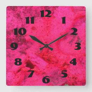 Dark Pink On Pink Quadratische Wanduhr
