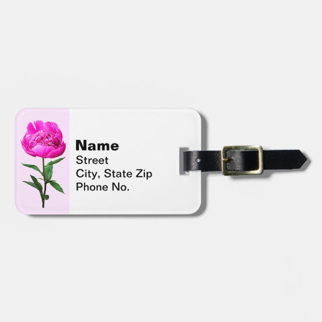 Dark Pink Peony Gepäckanhänger (Vorderseite horizontal)