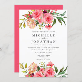 Dark Pink Roses Dusty Rose Hochzeit Einladung