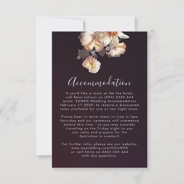 Dark Plum Antique Vintage Wedding Card RSVP Karte (Vorderseite)