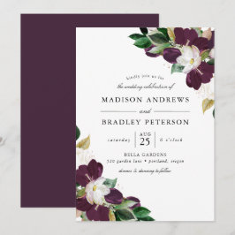 Dark Plum Floral Bouquets | Hochzeit Einladung