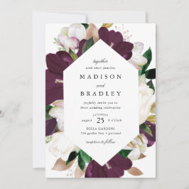 Dark Plum Floral Geometric Frame | Hochzeit Einladung