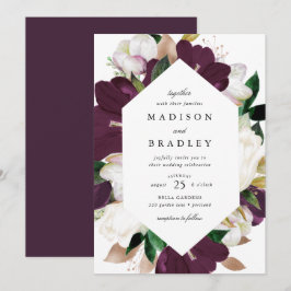 Dark Plum Floral Geometric Frame | Hochzeit Einladung