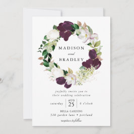 Dark Plum Floral Wreath | Hochzeit Einladung