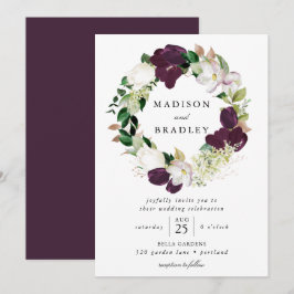 Dark Plum Floral Wreath | Hochzeit Einladung