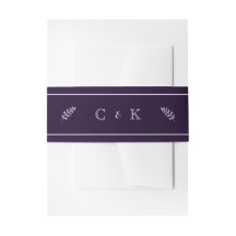 Dark Plum Initials Wedding Invitation Portrait