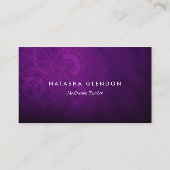 Dark Plum Lila Mandala Zen Business Card Visitenkarte (Vorderseite)