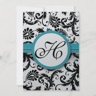 Dark Pool Damask Wirbel Hochzeit Einladung 5 x 7